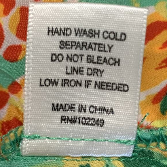 Skies Are Blue Tropical Blouse Large Top Pineapple Print Tie Waist Kimono Sleeve - Picture 11 of 12